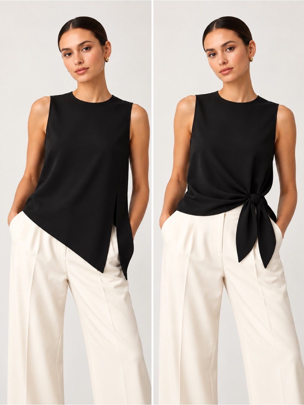💎 Aritzia Babaton Hopkins Black Asymmetrical Tie Top Size S